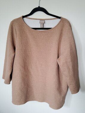 Chico's Textured boat neck tunic top size 3 or plus size 1X